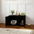 thumbnail image 5 of 31.5" x 19.3" x 19.7" Farmhouse Corner Litter Box Enclosure, Engineered Wood Hidden Kitty Litter Furniture, Discreet Litter Box Furniture for Bedroom, Living Room, Black, 5 of 14