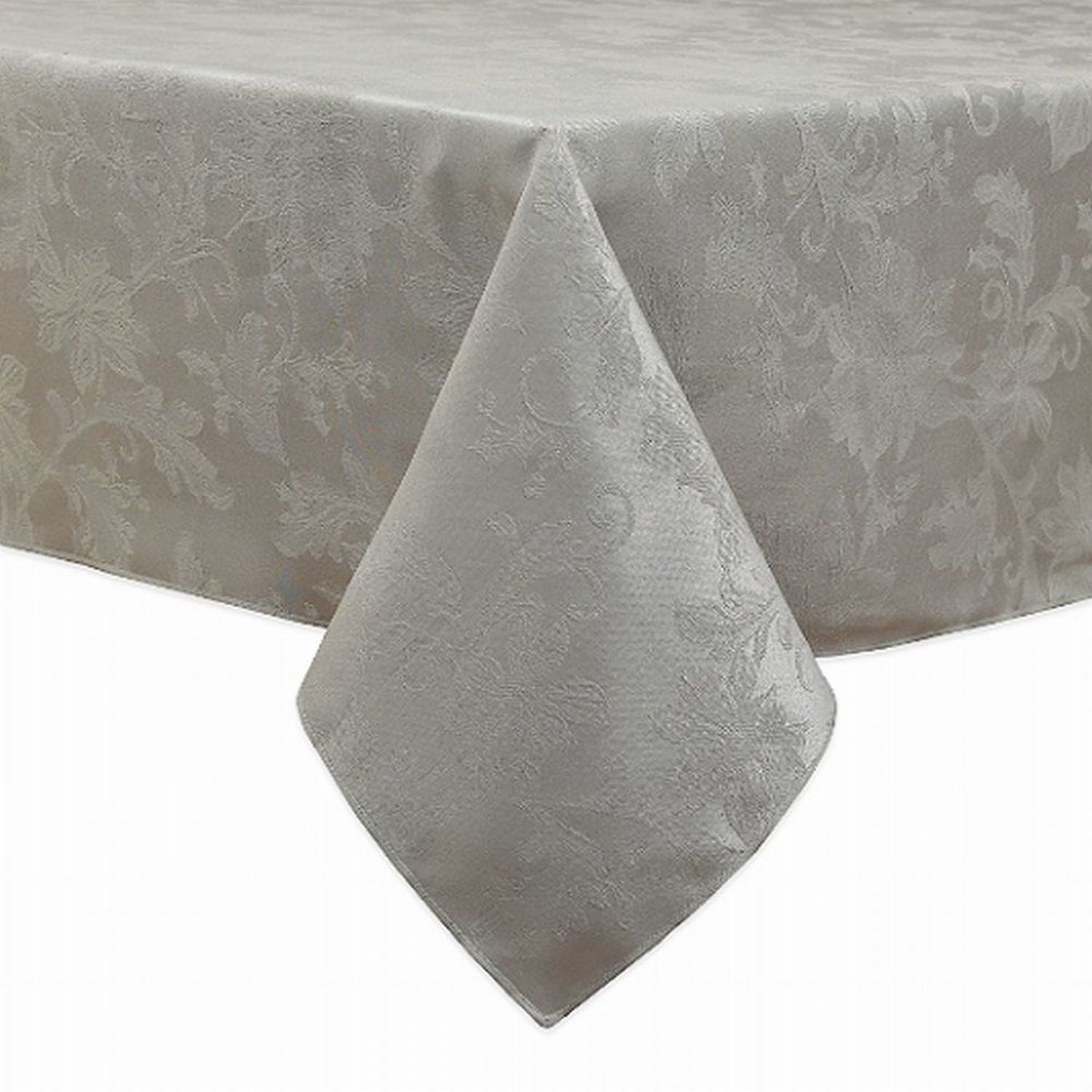 BB&B Holiday Joy Silver Damask Flower Fabric Tablecloth Table Cloth 90