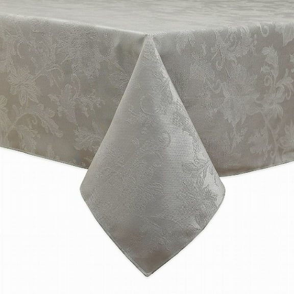 BB&B Holiday Joy Silver Damask Flower Fabric Tablecloth Table Cloth 90" Round