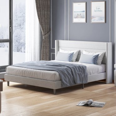 VECELO Metal Platform Bed Frame with Victorian Headboard and Footboard ...