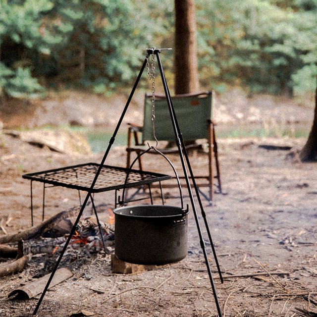 Mountainhikerutensilios de cocina ajustables para Picnic ollas colgantes para parrilla barbacoa Ehuebsd al aire libre Kits de estante de suspensión herramientas de Camping