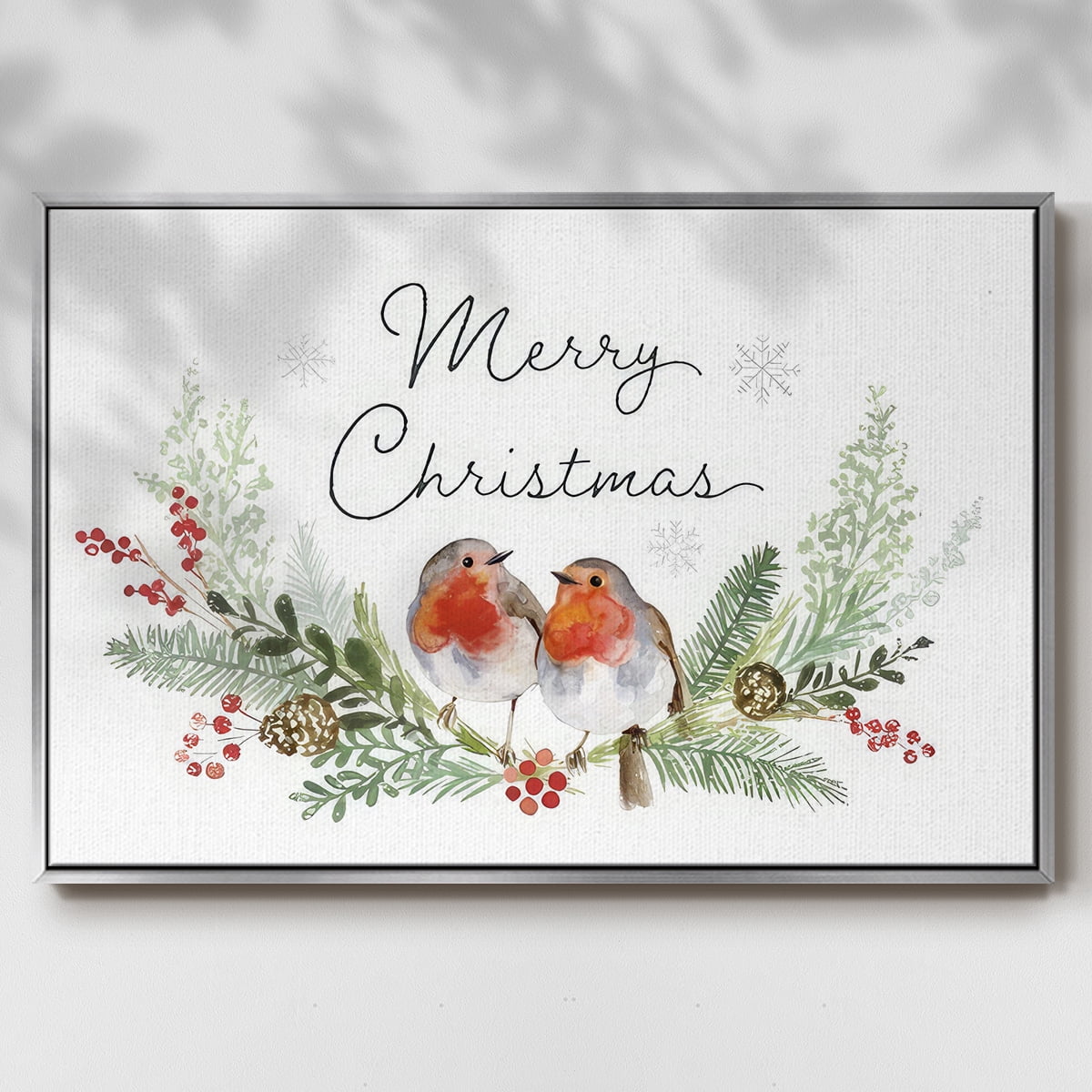 Winter Visitor Collection A - Framed Gallery Wrapped Holiday Canvas - 25 x 37 - Silver Frame