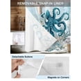 thumbnail image 3 of No Hook Shower Curtain with Snap in Liner,Octopus Sea Starfish Anchor Waterproof Bath Curtain Double Layers with See Through Top Window,Monster Marine Life Blue Gradient Hotel Shower Curtains 72x72in, 3 of 9
