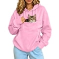 thumbnail image 1 of Women's Cat Pouch Hoodie Drawstring Long Sleeve Pullover Kitten Puppy Holder Top Large Pouch Pet Carrier Sweatshirts, 1 of 4