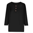 thumbnail image 4 of Babysbule Women's Henley V Neck 3/4 Sleeve T Shirt, Casual Button Placket Loose Solid Top for Daily Work School, 4 of 6