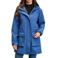 thumbnail image 4 of Fengqque Women’s Fashionable and Comfortable Waterproof Ski Jacket Hood Windproof Fleece Parka Rain Jackt Winter Coat Blue L(L), 4 of 8