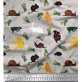 thumbnail image 1 of Soimoi Cotton Jersey Fabric Bird,Squirrel & Rabbit Animal Print Sewing Fabric Yard 58 Inch Wide, 1 of 1