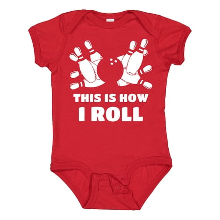 

Inktastic How I Roll Bowling Gift Baby Boy or Baby Girl Bodysuit