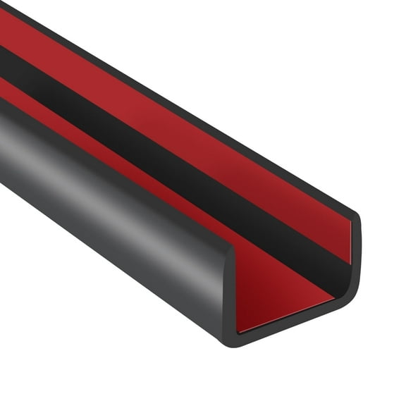 Rubber Edge Trim, Self-Adhesive U Channel Edge Trim, Edge Banding, Edge Protector for Desk, Cabinet, Counter Top, Plywood, EPDM Material, Fit 1/2in(12.7mm), Length 20Ft, Black Color