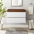 thumbnail image 2 of Vanity Cabinet (Sink not included), White Walnut, Wood, Mid Century Hotel Bedroom Bathroom, Modern Contemporary HB33498, 2 of 8