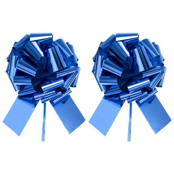 2pcs 12" Extra Giant Large Pull Bow Christmas Metallic Car Gift Wrapping Bows for Wedding Gift Bow, Blue