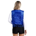 thumbnail image 3 of Haitryli Women's Sequin Fringe Vest Glitter Waistcoat Sleeveless Jackets Dance Top Royal Blue M, 3 of 7