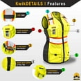 thumbnail image 4 of KwikSafety (Charlotte, NC) QUEEN BEE Premium Safety Vest for Women (HONEYCOMB Design) 9 Pockets Class 2 Custom High Visibility ANSI OSHA Reflective Construction Work with Zipper | Yellow Small, 4 of 6
