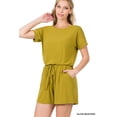 thumbnail image 3 of TheLovely Women & Plus Short Sleeve Romper with Elastic Waist & Keyhole Back Summer Loungewear, 3 of 5