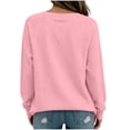 thumbnail image 6 of Top for Women Long Sleeve V Neck Solid Color Loose Sweatshirt Pink L, 6 of 6