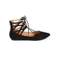 thumbnail image 2 of Liliana DC48 Women Suede Gilly Tie Pointy Toe Zip Ballet Flat, 2 of 6