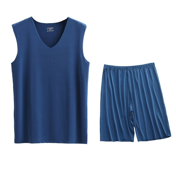Conjunto Deportivo de los Hombres, Moda Casual de Color Sólido Cuello en V sin Mangas de Elasticidad Superior para el Desgaste Al Aire Libre, Traje Atlético de Humedad