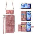 thumbnail image 2 of Mantto Wallet Crossbody Case for Samsung A13 5G, Magnetic Flip Embossed Shoulder Strap & Short Hand Strap Wallet Card Slot PU Leather Case with Kickstand for Samsung Galaxy A13 5G, Pink, 2 of 16