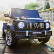 CHNGQANW Licensed Mercedes Benz G63 Kids Ride On Car 12V Electric Vehicle with Remote Control Double Open Doors Music Bluetooth Wheels Suspension Battery Powered for Children Boy Gi