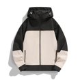 thumbnail image 2 of Jackets for Men Windproof Waterproof Jacket Hooded Color Blocked Long Sleeved Jacket,Top for Men Beige, 2 of 3