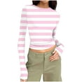 thumbnail image 2 of Women's Tops Plus Size 3X Long Sleeve Under $10 Fashion Casual Round Neck Printed T Shirt Blouse Tops, 2 of 7
