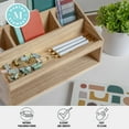thumbnail image 4 of Martha Stewart Weston Wooden Desktop Organizer with Open Lower Storage Compartment, Paulownia Wood Multipurpose Storage Caddy, Light Natural, 4 of 10