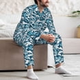 thumbnail image 7 of Naloa Ocean Waves Men’s Pajamas Set - Long Sleeve Button Down Sleep Shirt and Pajama Bottoms Sleepwear Set-XX-Large, 7 of 7