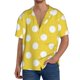 thumbnail image 1 of Fotbe Yellow And White Polka Dot Camisa Estampada de Manga Corta para Hombre, Casual de Verano, Estilo Playero, Sin Arrugas-X-Large, 1 of 5
