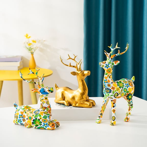 Boovnll Reindeer Christmas Decor, Glitter Resin Reindeers Figurines Xmas Reindeer for Holiday Indoor Tabletop Decor, Christmas Decorations