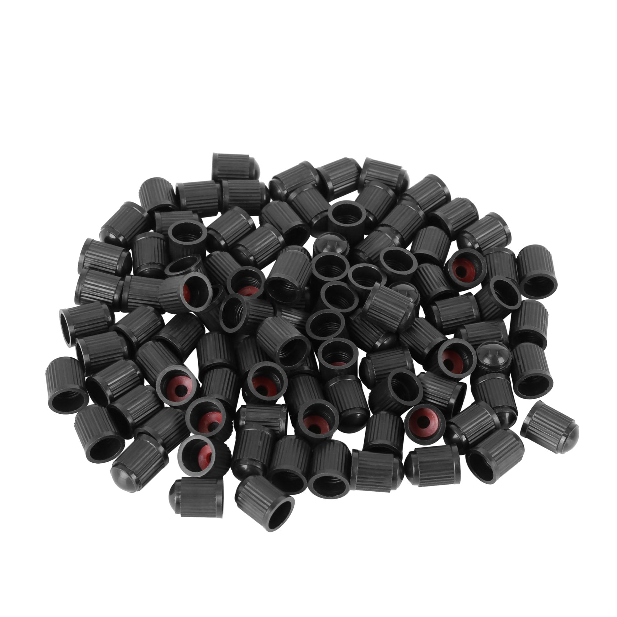 100pcs Black Plastic Tire Air Pressure Stem Valve Caps with O Rubber Ring for Car Bicycle
