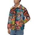 thumbnail image 3 of Zufioo Psychedelic Faces Colorful Print Men's Hooded Cardigan, Zip-up Long-Sleeved Sweatshirt Jacket Sportswear-Small, 3 of 5