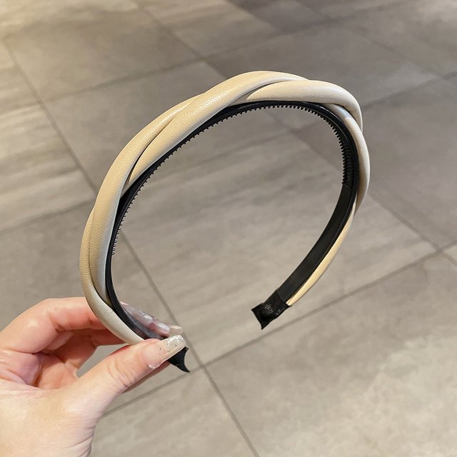 Diadema marrón de otoño e invierno para mujer, paquete de cabello con calavera alta, banda para el cabello a presión superior que combina con el tocado de horquilla para viajes al aire libre