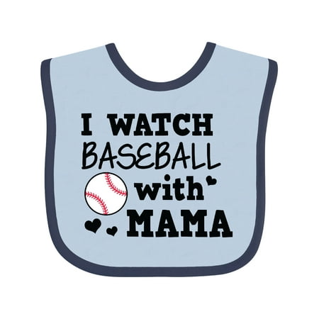 

Inktastic I Watch Baseball with My Mama Gift Baby Boy or Baby Girl Bib