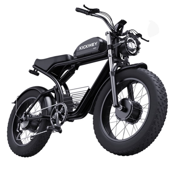 Kickwey 3000W Peak Dual Motor E Mountain Bike for Adults, 48V 23AH UL Battery, 20"x4.0" Fat Tire Dirt Bike, 75 Miles Mechanical Disc Brake E Bike
