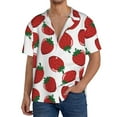 thumbnail image 3 of Xecao offers the Hand Drawn Strawberry for Men's Casual Short-sleeved Shirt, a button-up collared shirt with a pocket, perfect for beach vacations and yacht travel in the 3X-Large size., 3 of 7