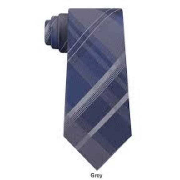 Kenneth Cole Reactıon Men’s Seagull Plaid Ties, Grey