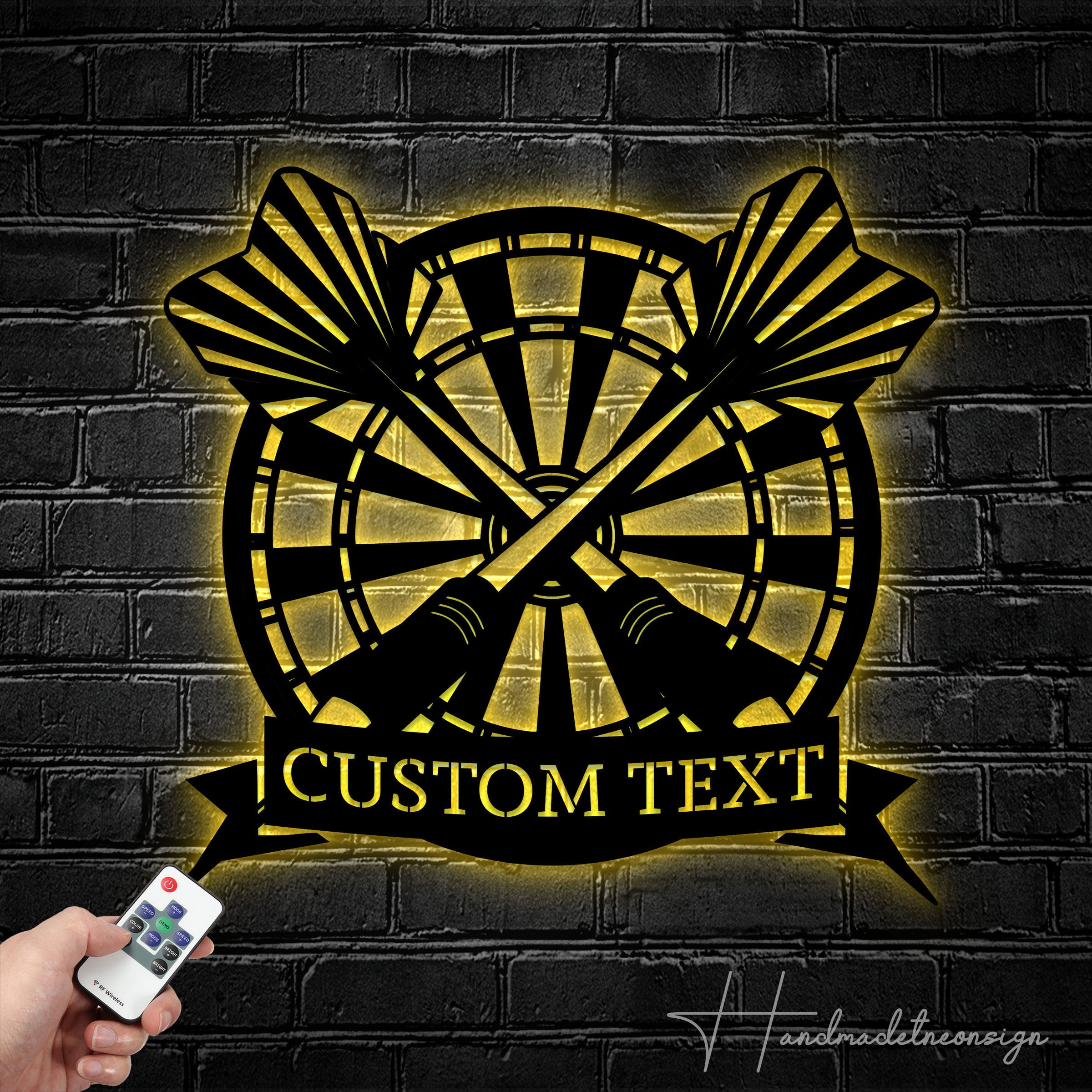Handmadetneonsign Personalized Name Dart Dartboard Metal Wall Art LED Light - Custom Name Dart Player Metal
