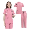 thumbnail image 4 of Medical Nursing Uniforms Set Nurse Uniforms Set Mao-neck Zipper Shirt Unisex, 4 of 10