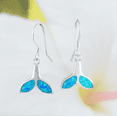 thumbnail image 3 of Beautiful Hawaiian Large Opal Whale Tail Earring and Necklace, Sterling Silver Blue Opal Whale Tail Pendant, N6018SH Birthday Mother Gift, 3 of 3
