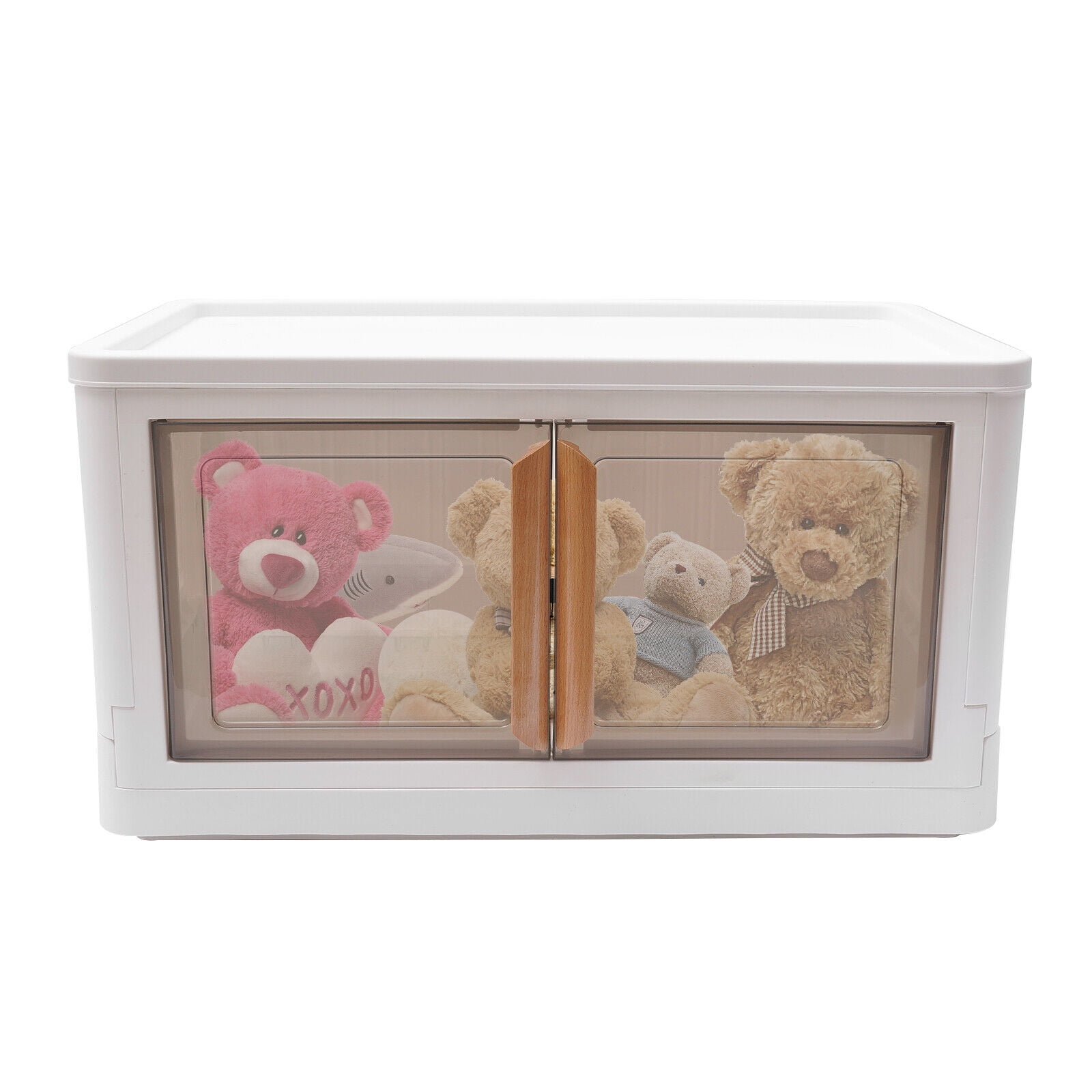 White/Dark Brown Home Folding Storage Box Rectangular Rolling Container