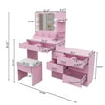 thumbnail image 5 of Ktaxon Makeup Vanity with 9 Drawers&USB Charging Station, Vanity Desk with 3 Color Light, Vanity Table Set w/ 9 Drawer Dresser,Light Pink, 5 of 8