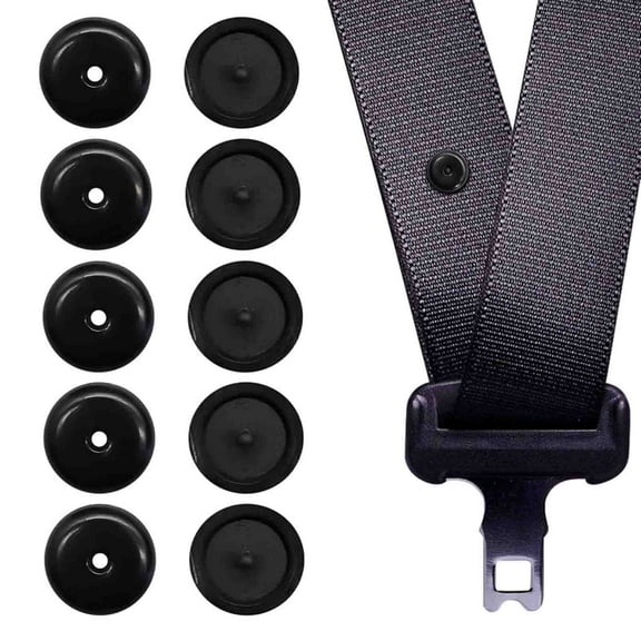 Black Seat Belt Button Stop 5 Pack Universal Fit Seat Belt Stopper Kit Prevent Seat Belt Buckle from Sliding Down Snap-On System No Welding Required