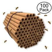 Mason Bee Tubes | 100 Pack of 6 inch Long and 5/16 Inner Diameter Hole | Great Refills and Inserts for Bee Houses, Condos, Hotels, and Nests | Help Grow Your Garden in No Time