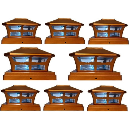

8 Pack Solar 5X5 Fence Post Cap Light with One LED Bulbs COPPER Garden Square Shape Cap Light