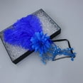 thumbnail image 2 of Xfvqtps Mardi Gras Mask for Women Masquerade Masks Half Face Faux Feather Rhinestone Hollow out Carnival Mask for Makeup Performance Ball Party Blue, 2 of 7