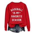 thumbnail image 2 of Red Hoodies for Women Baseball Is My Favorite Season Women's Baseball Lettering Print Crew Neck Long Sleeve Top Fall Tops for Women 2025, 2 of 4