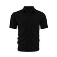 thumbnail image 2 of Glisme Mens 2 Piece Sets Summer Outfits Casual Jacquard Casual Fashion Short Sleeved Shirt And Shorts Two Piece Set Trend Matching Set Black, 2 of 8