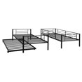 thumbnail image 4 of Bunk Beds with Trundle, Rockjame Twin Over Twin Metal Bunk Bed Frame with Ladders and Safety Guard Rails, Convertible to 2 Separated Twin Beds, 78" L x 39.5" W x 65.2" H Black, 4 of 7