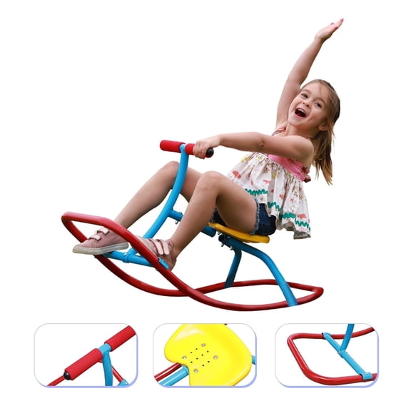 PLATPORTS Kids Indoor Single Rocking Seesaw, Safety-Stable Wide Base Rocker for Ages 3 4 5 6, Supports Balance, Coordination & Motor Skill Development
