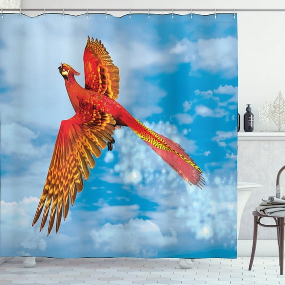 Phoenix Fairy Tale Mythology Resurrection Symbol Design Fabric Shower Curtain